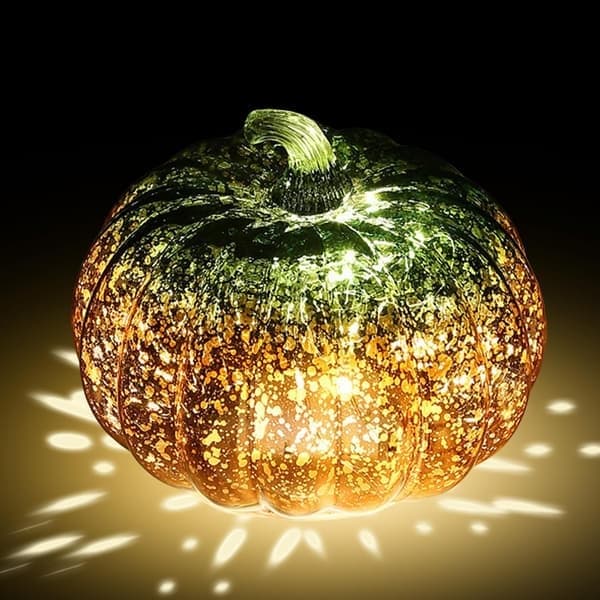 Græskarlamper, Glitrende Glasgræskar, Stemningsbelysning Halloween Dekorationer Borddekorationer, A a