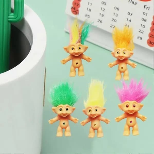 10 cm Troll Docka Modell, Färgglad Långhårig Damdocka, Mini Prydnader, Söt Ful Fe Docka, Blå, 10 cm