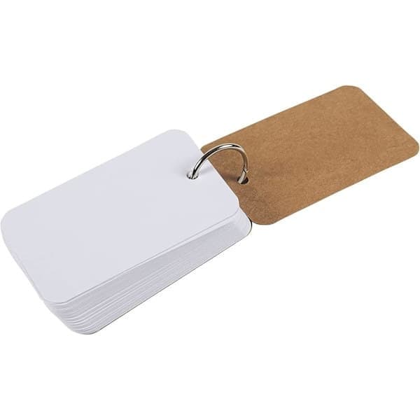 Tomma flashcards, memokort med ringar, bärbara mini-studiekort, tunga 250 GSM indexkort, set om 8