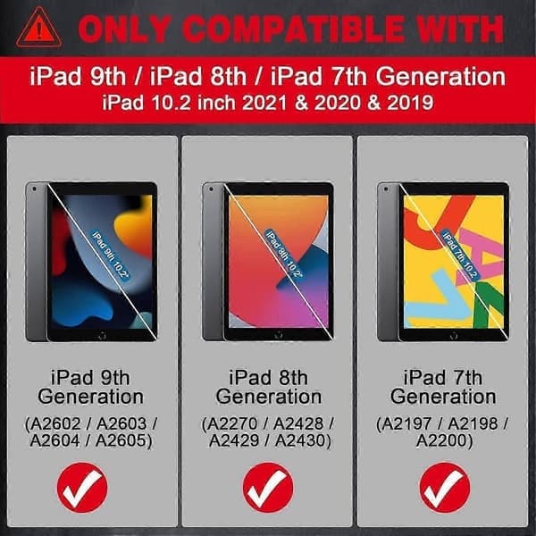Barneveske til iPad 9. generasjon, iPad 8. / 7. generasjon, til iPad 10.2-veske med solid stativ