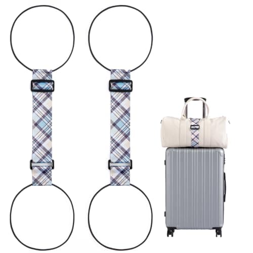 2-pack bagageremmar för resväskor, 25 färger, justerbar elastisk resväskrem med dubbel stabilitetsdesign, handsfree Milanese Check