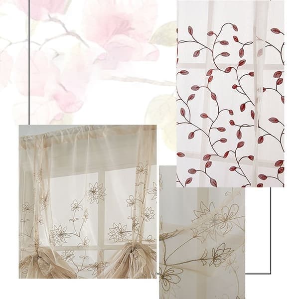 Polyestergardiner med blommönster, korta och draperande för heminredning