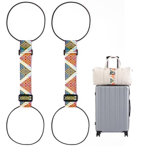 2-pack bagageremmar för resväskor, 25 färger, justerbar elastisk resväskrem med dubbel stabilitetsdesign, handsfree Boho 17
