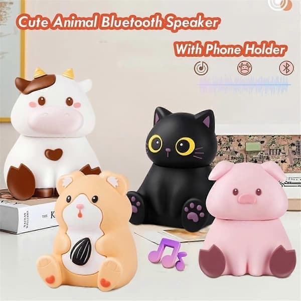 Mini söpö eläin Bluetooth-kaiutin langaton Bluetooth 5.2 -kaiutin MP3-musiikkisoitin puhelintelineellä Kissa
