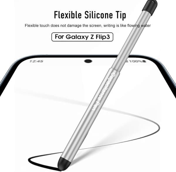 Telefonfodral med ring, vikbart skydd och kapacitiv penna för Samsung Galaxy Z Flip 3