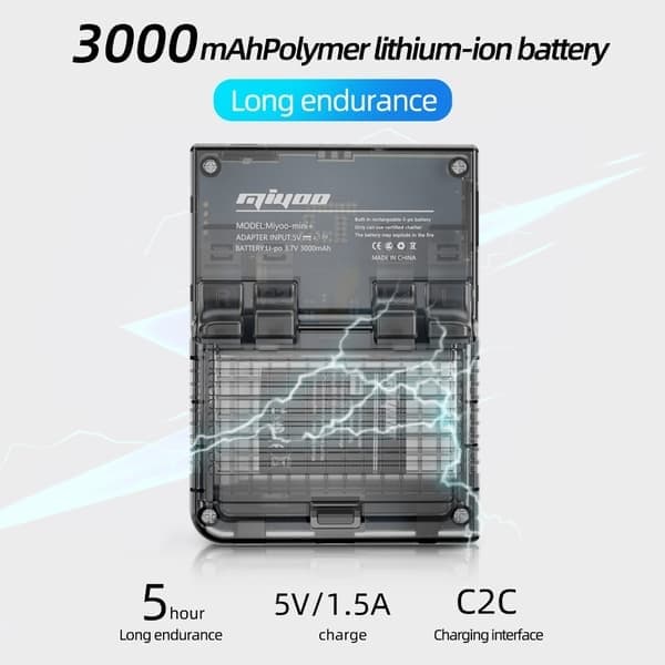 Kompakt Miyoo Mini Plus+ Spillekonsol, Kompatibel til RPG-elskere, USB-interface, med trådløs forbindelse, Understøttelse af Wi-Fi, Grå
