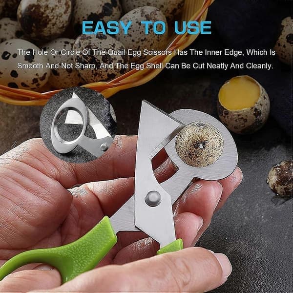 Vaktel-eggesaks, 2-pakning eggeskallseparator, vaktel-eggekutter, eggåpner, kjøkkenredskap