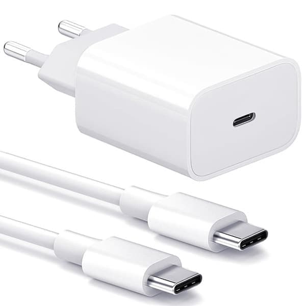 2-pakning, lader til iPhone, hurtiglader, adapter + kabel 20W hvit One Size, 2-pakning iPhone 2-Pack iPhone