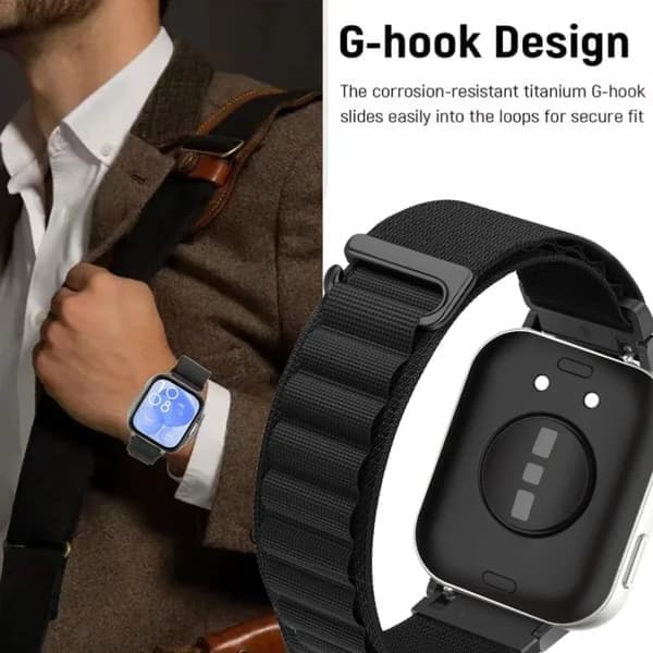 Alpine Loop Nylon Urrem til Huawei Watch Fit 3, Sort Black Huawei Watch Fit 3
