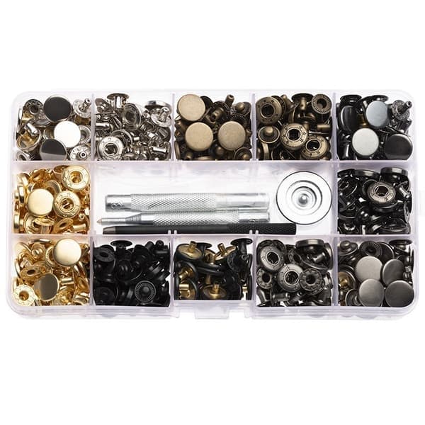 633 Blå trykknapper + 6 farver, 120 sæt knapper i én æske, 12,5 mm metal trykknapper