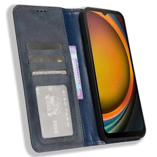 Plånboksfodral för Samsung Galaxy Xcover 7 PU-läder Ställ Retro Telefonfodral, Blå Blue