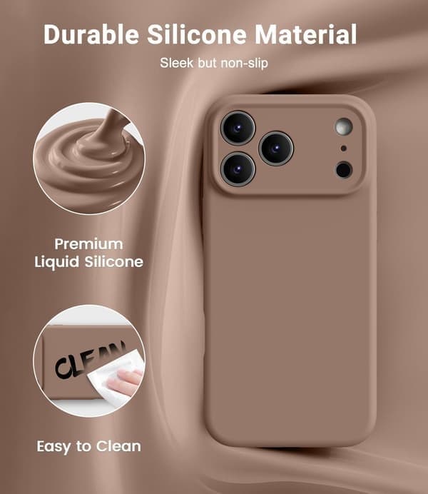 Silikone telefoncover til iPhone 17 Pro Max, MagSafe-kompatibel, stødsikker, lysebrun marron clair iPhone 17 Pro Max