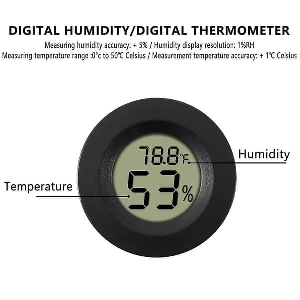 5-pak Hygrometer Termometer Digital LCD-skærm Fugtighedsmåler til Befugter Affugter