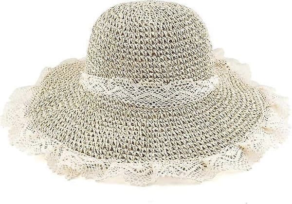 Solhat til kvinder med bred skygge, rejsevenlig, sammenfoldelig sommerhat, strandhat UPF50+