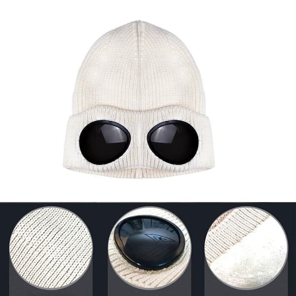Menn Kvinner Lue Cp Strikket Lue Ull Vinterluer Solbriller Punk Caps, Hvit White