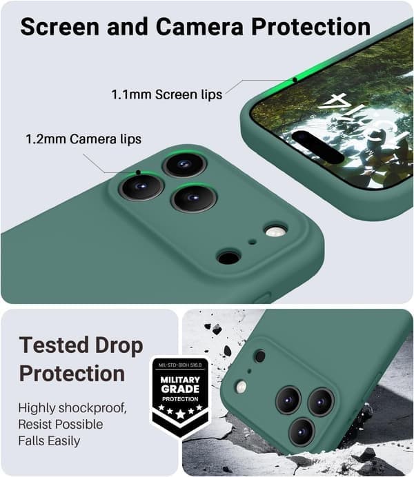 Silikondeksel til iPhone 17 Air, MagSafe-kompatibel, støtsikker, furugrønn vert pin iPhone 17 Air
