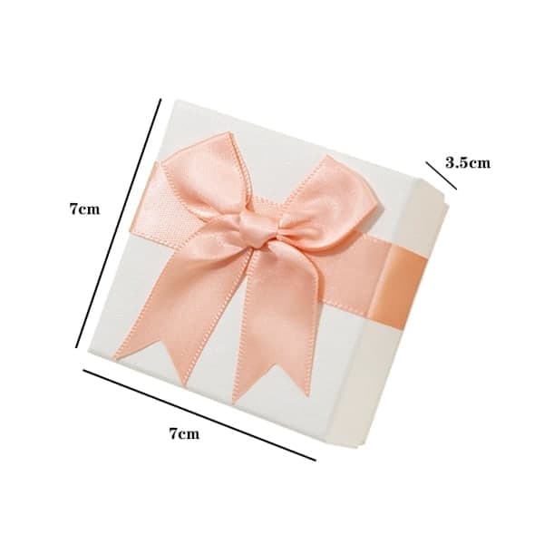 4 st små presentaskar för smycken, 7x7x3,5 cm smyckesdisplay presentaskar med rosett