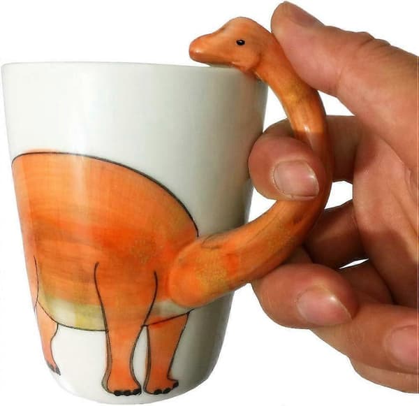 3D-dinosauriuutuusmukit, söpöt sarjakuva-keraamiset kahvimukit ja teekupit pitkällä kaulakahvalla, 14oz