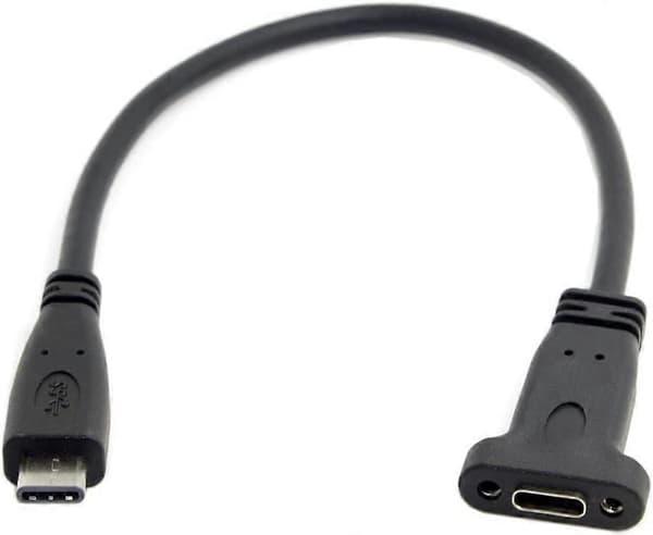 USB-C USB 3.1 Typ C Hane till Hona Förlängningsdatakabel med Panelmonteringsskruvhål