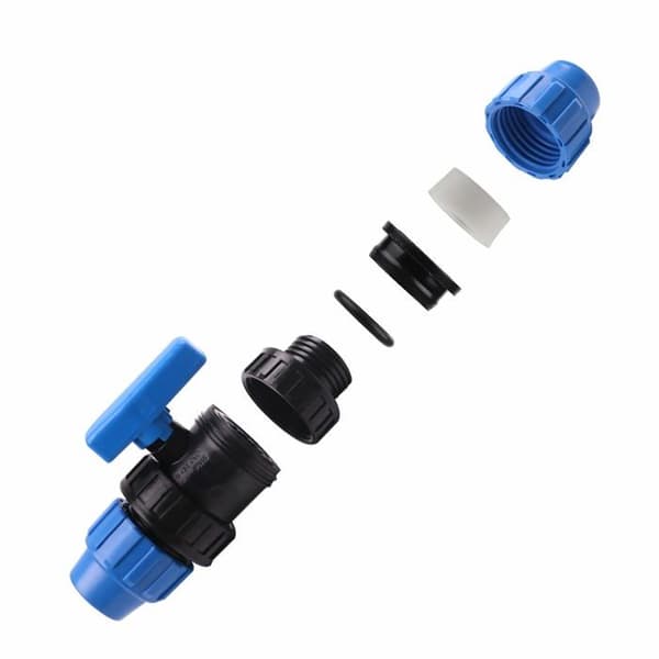 PP-koppling för 32 mm vattenslang - 2 portar - Kulventil - UV-beständig