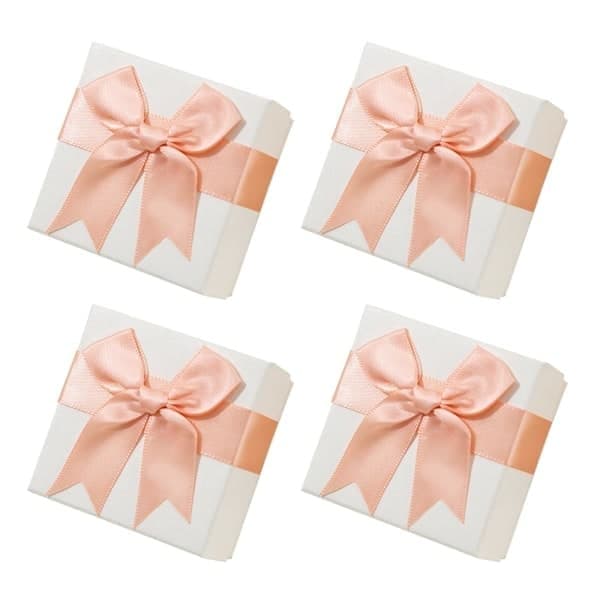 4 st små presentaskar för smycken, 7x7x3,5 cm smyckesdisplay presentaskar med rosett