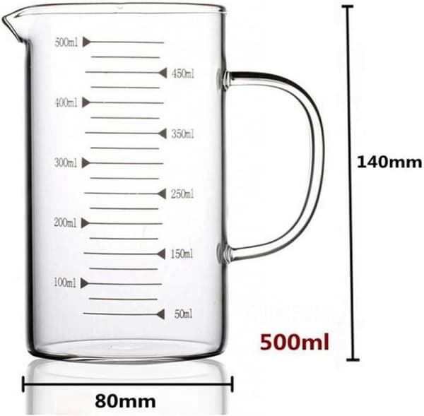 Mätkopp i borosilikatglas med pip 500 ml