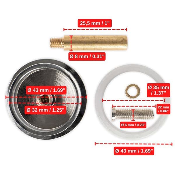 Badekarprop Ø43 mm - Massiv messing - Silikoneforsegling - Justerbar højde 32-52 mm