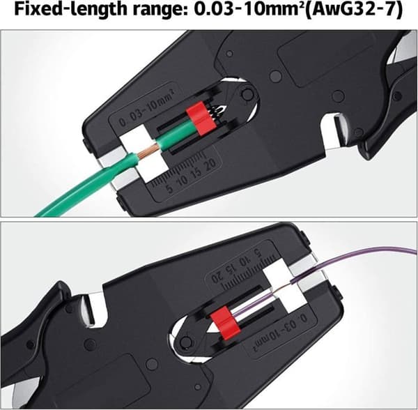 2-i-1 Selvjusterende Multifunktionel Kabelafisolering — Kabelklipper & Krymper, 180 mm