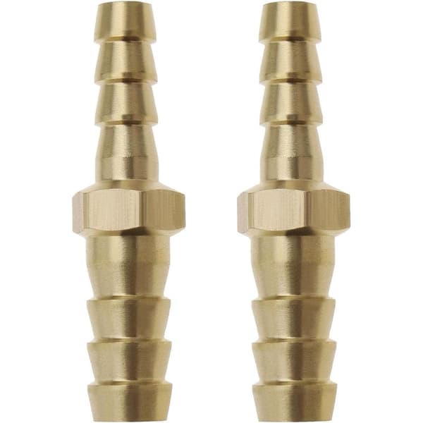 2 stk. messing modhagere reducerende slangefitting lige forbindelse 8 mm til 6 mm til bådluftslange