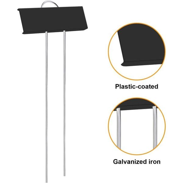 12-pak plantemærker - Titaniumbelagt rustfrit stål - 27 cm - Sort