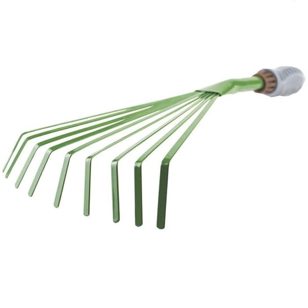 Mini løvrive med 9 tenner – 16 cm hode, ergonomisk PVC-håndtak