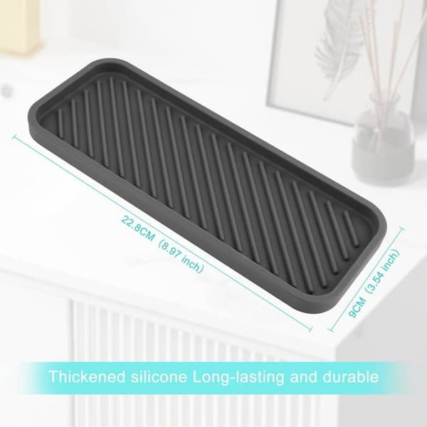 Droppmattor, 2-pack - Silikon, 22,8 x 9 cm - Halkfria - Randiga