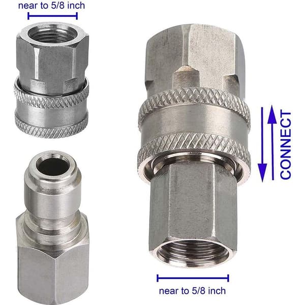 Højtryksrenser adaptersæt, lynkoblingssæt, hunfitting, rustfrit stål, 5000 PSI
