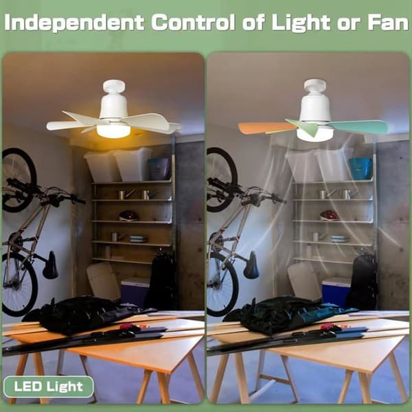 30W LED takvifte, 42 cm diameter, 6 blader, E27 sokkel, 3 hastigheter, fjernkontroll, timer