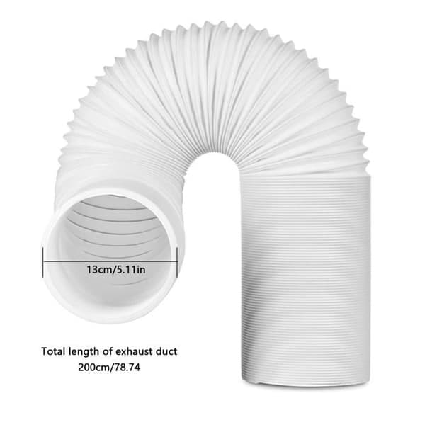 2m bärbar luftkonditioneringsavgasrör - 130mm (13cm) diameter, vit PP, universal