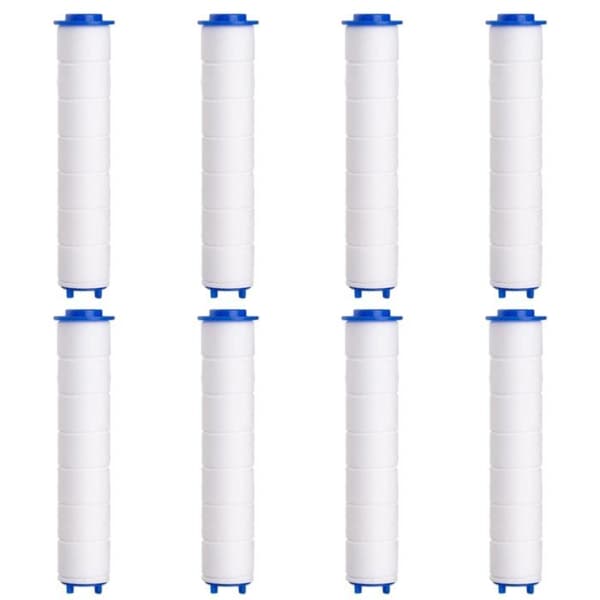 Pakke med 8 filtre for 95 mm dusjhoder – PP-bomullsfilter for kalk og avkloring, blå