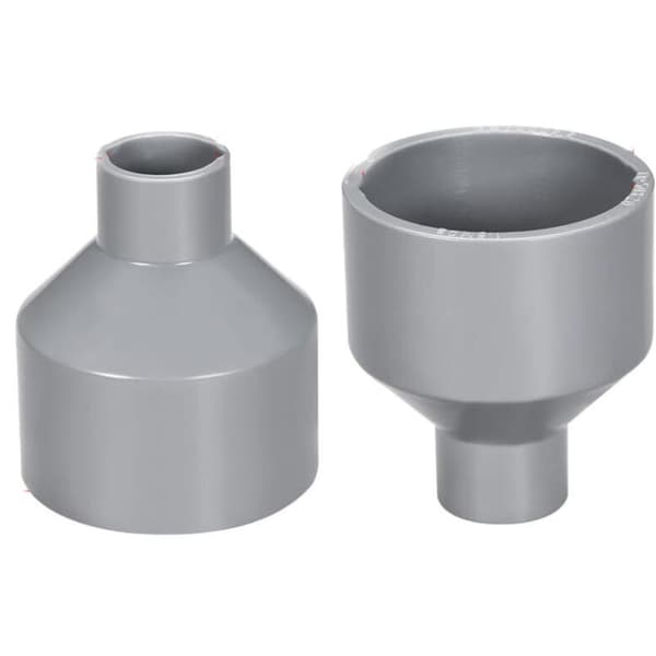 50 mm x 20 mm PVC reduserende avløpskobling – grå nav-til-nav-kobling – pakke med 2 for drenering og ventilasjon