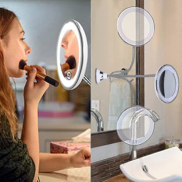 Flexibel Svanhals 11.5\" 10x LED Belyst Sminkspegel Badrum
