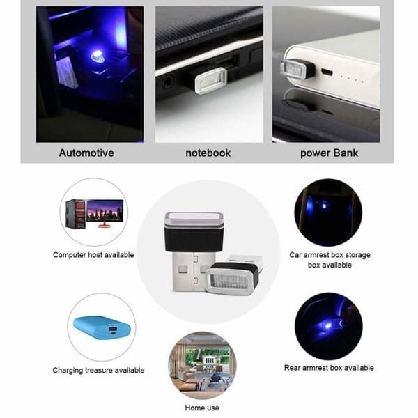 Mini Flerfarget USB LED Bil Interiørlyssett, Universell Ambient Belysning