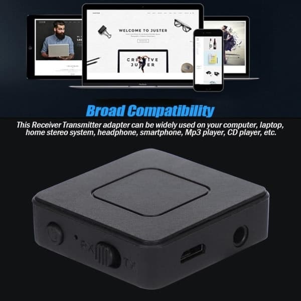 Bluetooth 5.0 mottaker sender trådløs lydadapter 3,5 mm