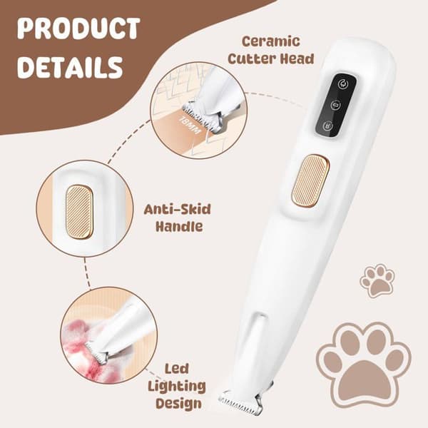 Hunde-trimmer Model A1 - 18 mm rustfrit stålblad - Lav støj 60dB - USB genopladelig