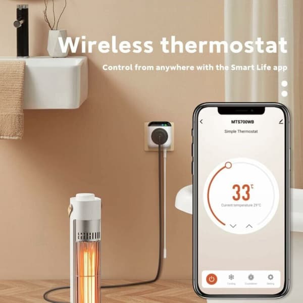 Programmerbar WiFi termostatstik med sensor, WiFi digitalt kontrolstik med app