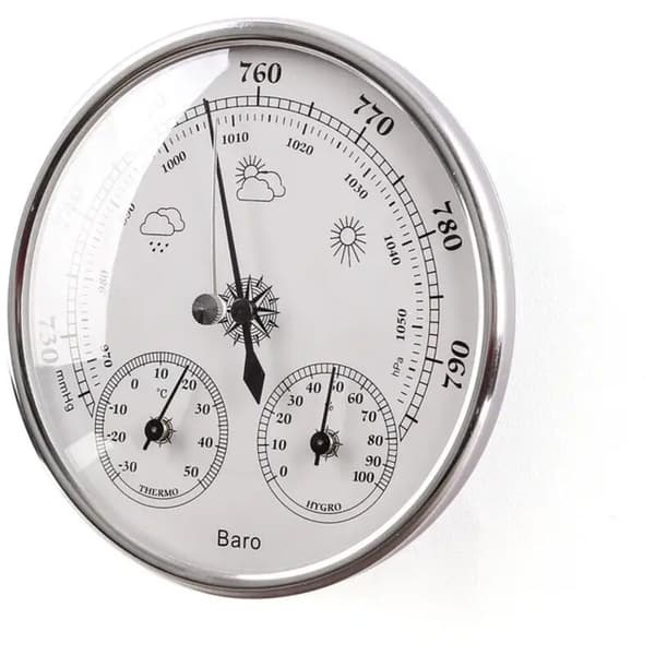 Skivetermometer hygrometer med 130 mm termometer, hygrometer og atmosfærisk trykk, barometertermometer hygrometer med ramme
