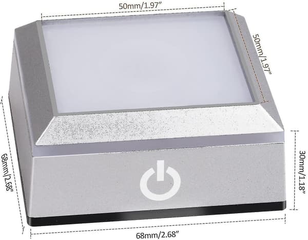 LED lysbase til krystal 3D glaskunst farverig belyst firkantet stand display plade flad