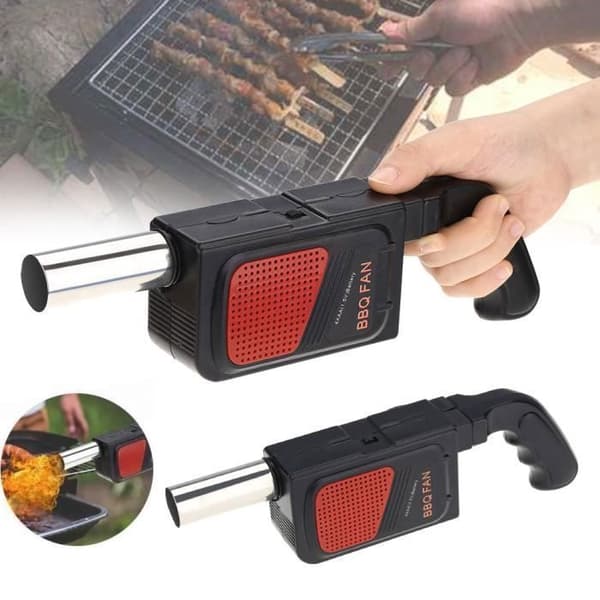 Elektrisk blæser til grill - Bærbar og letvægts - Batteridrevet - Sort