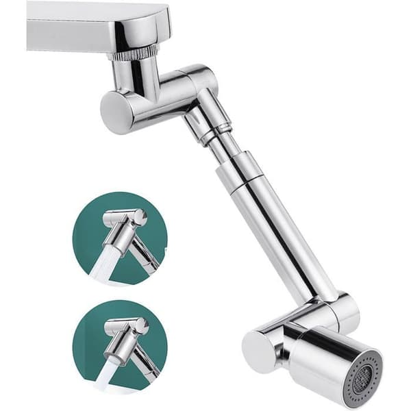 1440° kranlufter - 4 ledd 360° - 5 cm teleskoparm - Dusj-/boblemodus
