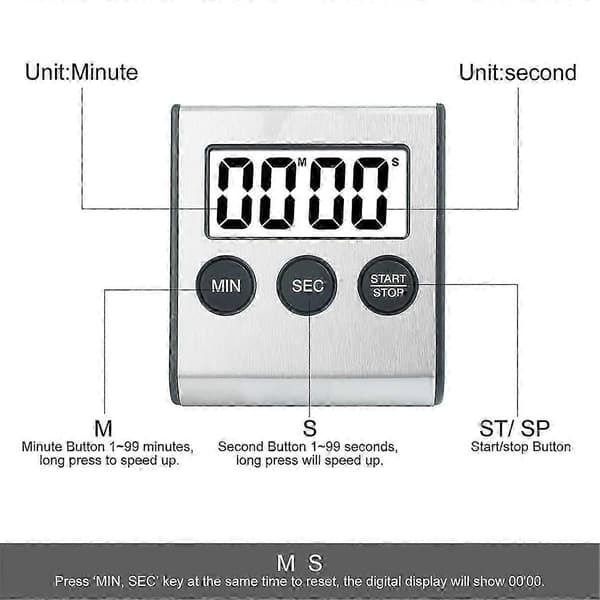 2 stk. køkkentimer digital timer køkkentimer stopur digital timer med magnet æggetimer digitalt køkkenur