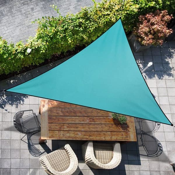 Trekantet solseil 3×3×3 m blå – Vanntett PU, 95 % UV-blokkering