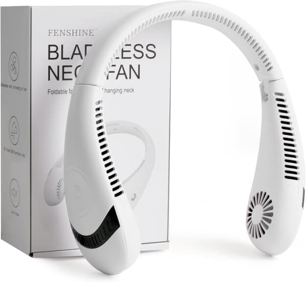 Bærbar halsventilator, 5000mAh 3 hastighedsjusteringer 360° køling USB bærbar ventilator Sammenfoldelig bladløs genopladelig halsventilator