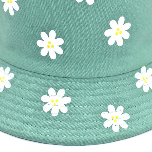 Unisex vändbar bucket-hatt med tryck, dubbelsidig (grön)